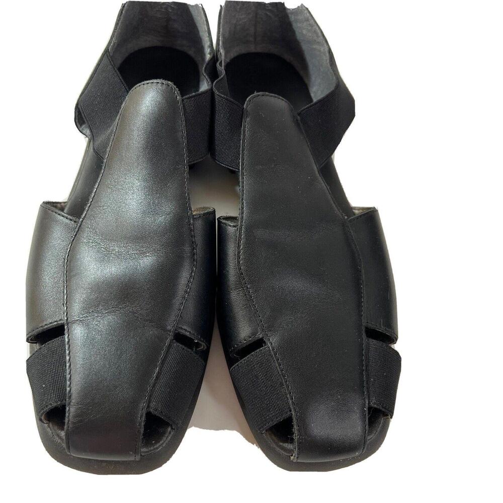 Cabin Creek Womens Sandal Shoes Size 9.5 Black Leather Flats Comfy Vintage